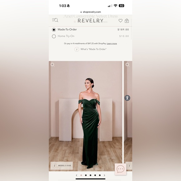 Revelry Ariel Convertible Velvet Dress Size 20 - Picture 4 of 4